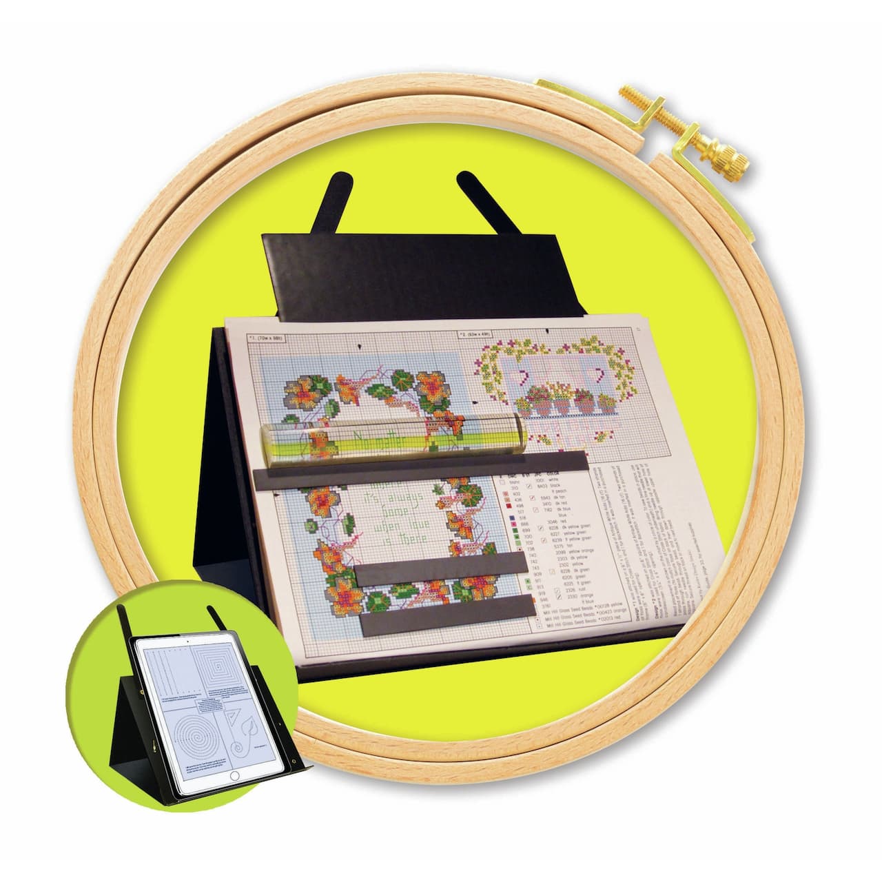 PROP-IT® Portable Magnetic Needlework Chart Holder with Magnifier
